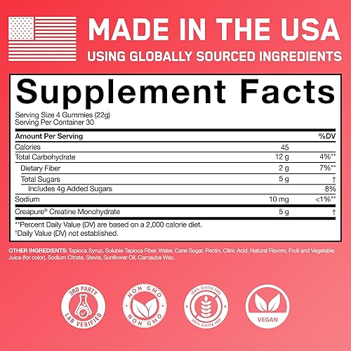 Miniatura 7 de SteelFit Creapure - Gomitas de monohidrato de creatina para hombres y mujeres, sandía jugosa, suplementos nutricionales para entrenamiento de