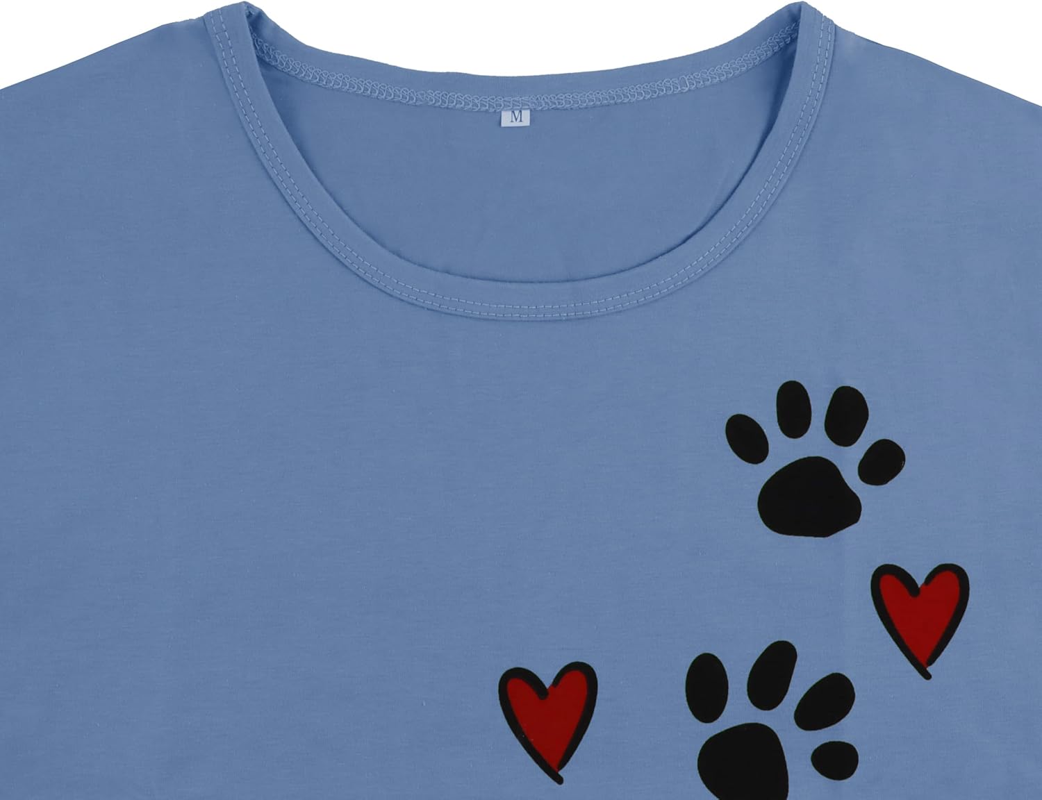 Dog Paw Love Heart Print T-Shirt for Women Short Sleeve Dog Mom Graphic Tees Tops Mother's Day Shirts - Image 4