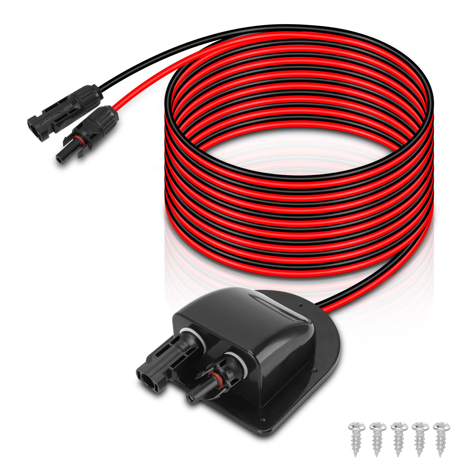 Doppio Passacavo Solare, Alloggiamento Ingresso Solare con Cavo in Rame 10AWG Flessibile da 3m, Impermeabile Passacavo Solare per Camper Barche Roulotte, Nero