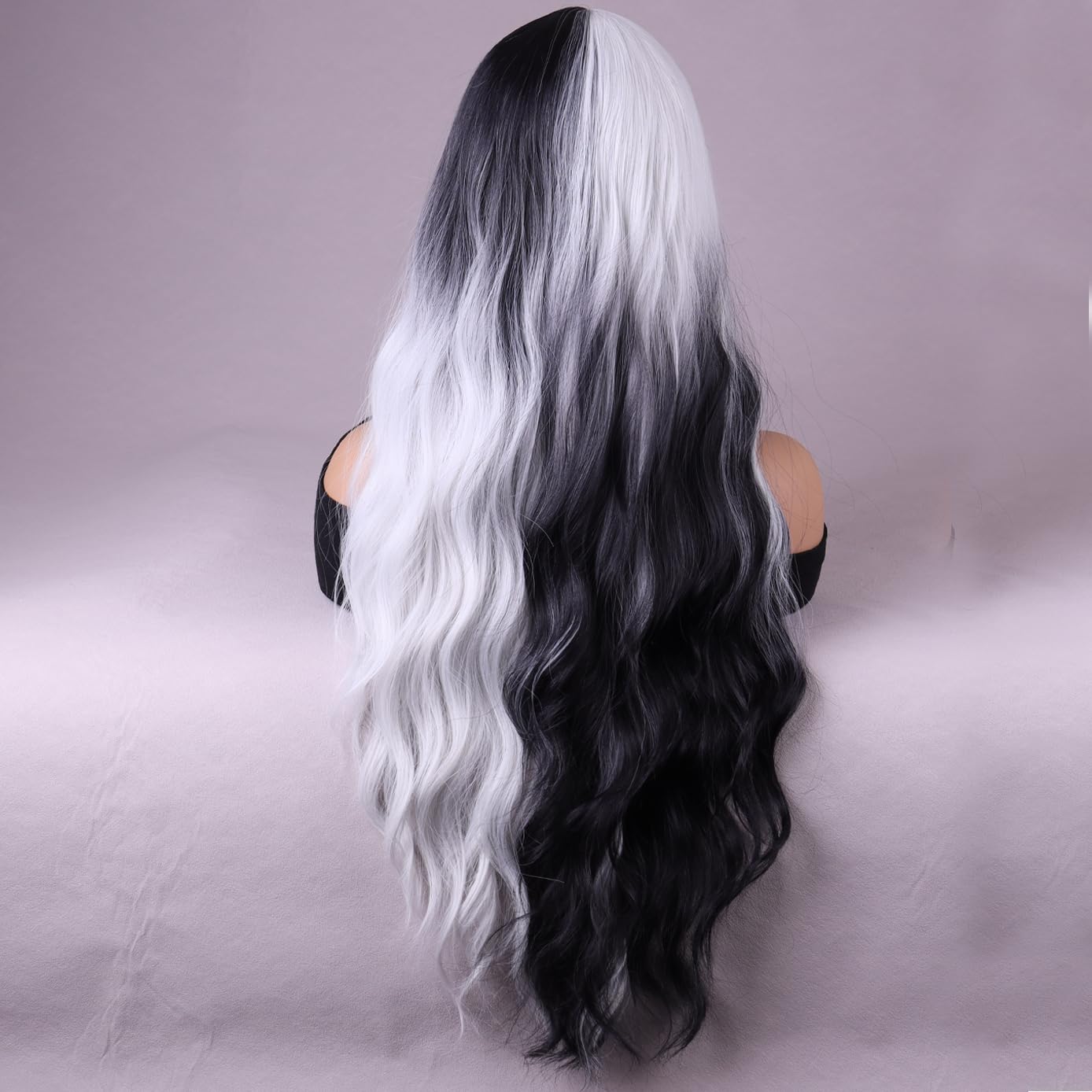 Long Wavy Silver Dark Ombre Heat Resistant Wig Amazon.com : GOWIT Ombre Silver Grey Wigs for Women 30 Inch  main image 2