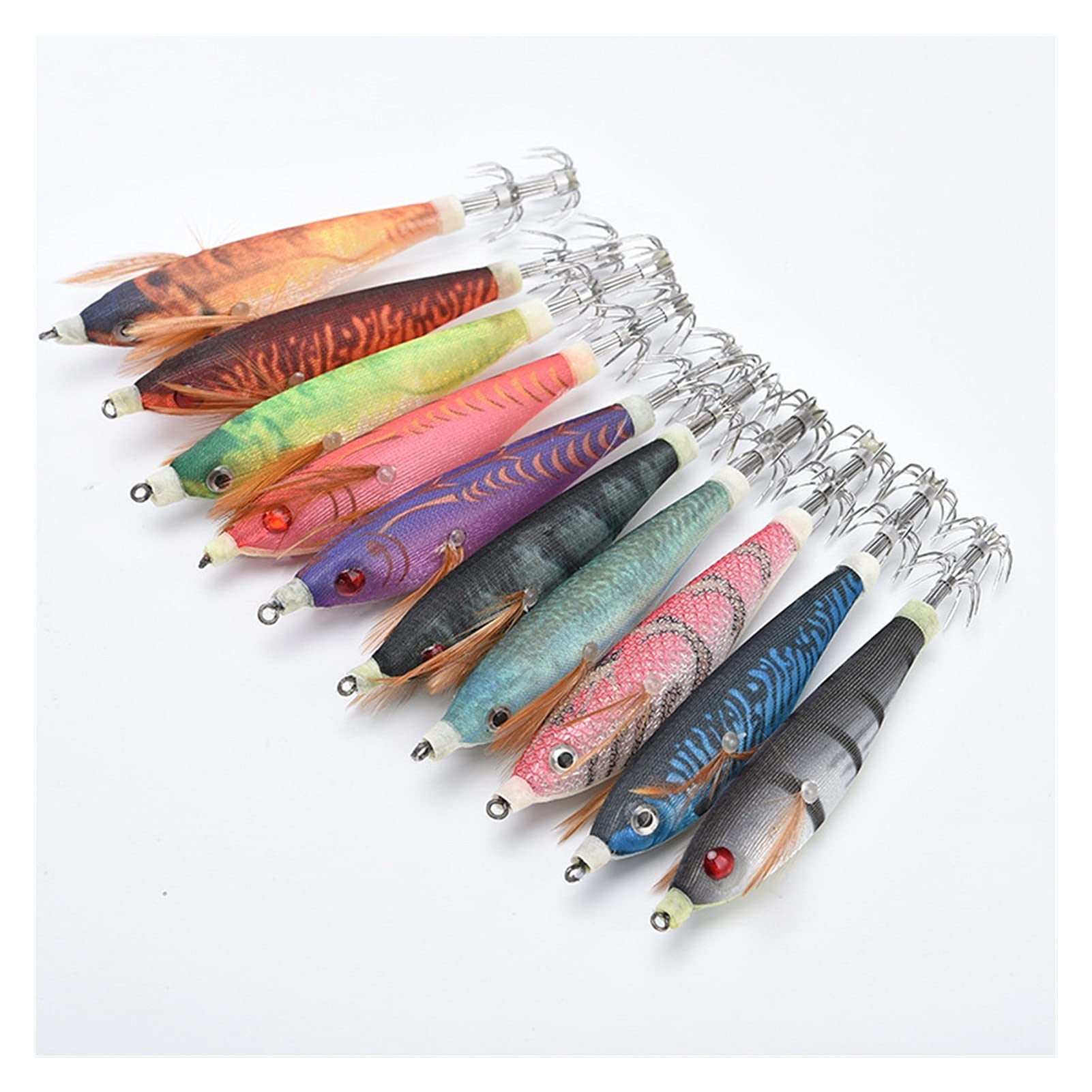 Esche da Pesca Esche di Pesca Body Glow Squid Jigs Fishing Squid Esche Hard Fishing Lure Gancio da Pesca Forte 10pcs Attrezzatura da Pesca Esche