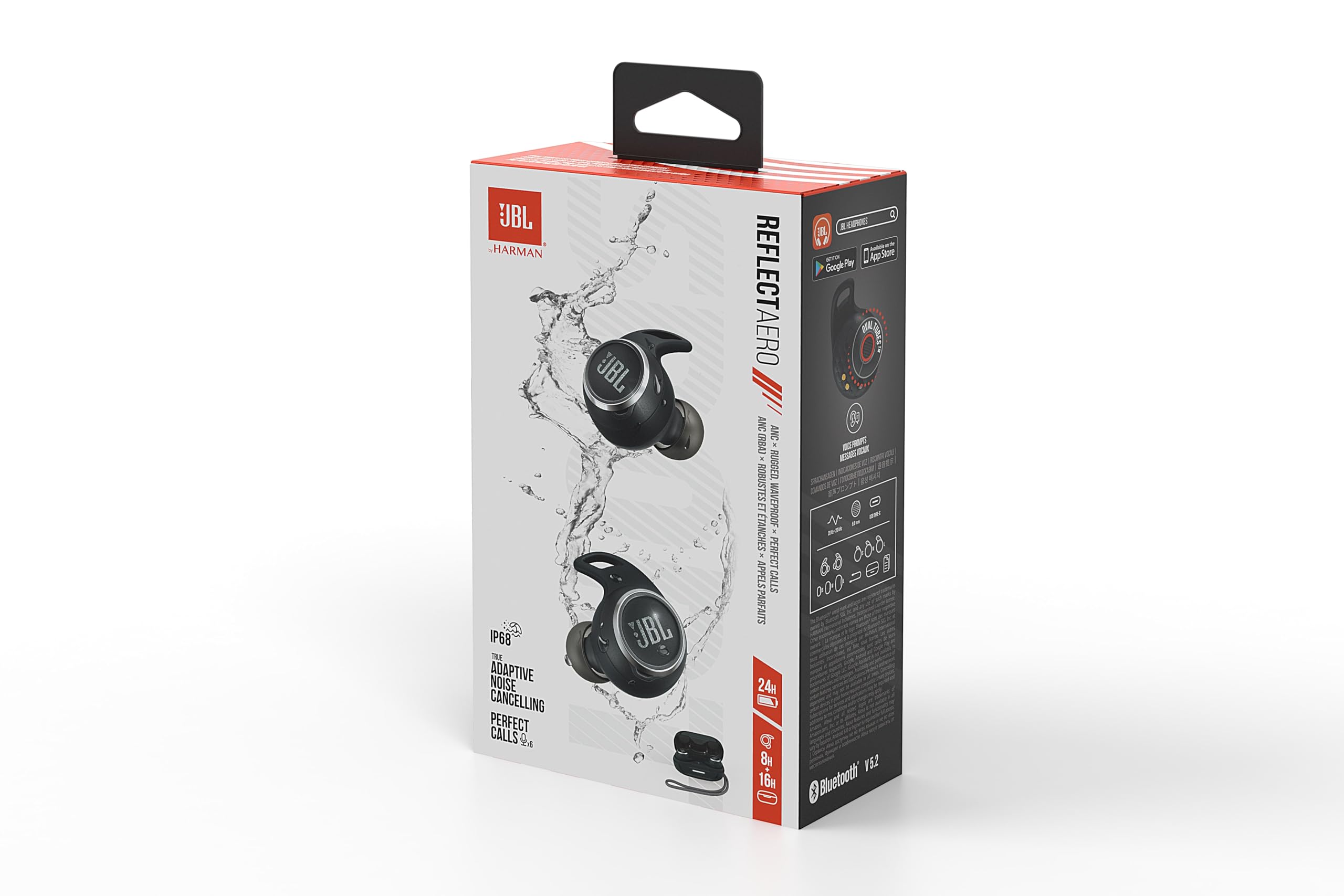 Écouteurs de sport intra-auriculaires JBL Reflect Aero, sans fil avec réduction du bruit, étanche, autonomie de 8 heures, noir
