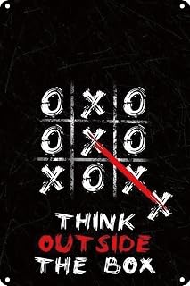 Think Outside The Box Aluminum 8x12 Inches Decor Poster Creative Motivational Wall Art For Office Student Bedrooms Classroom & Workspace Innovation Inspiration Metal Sign