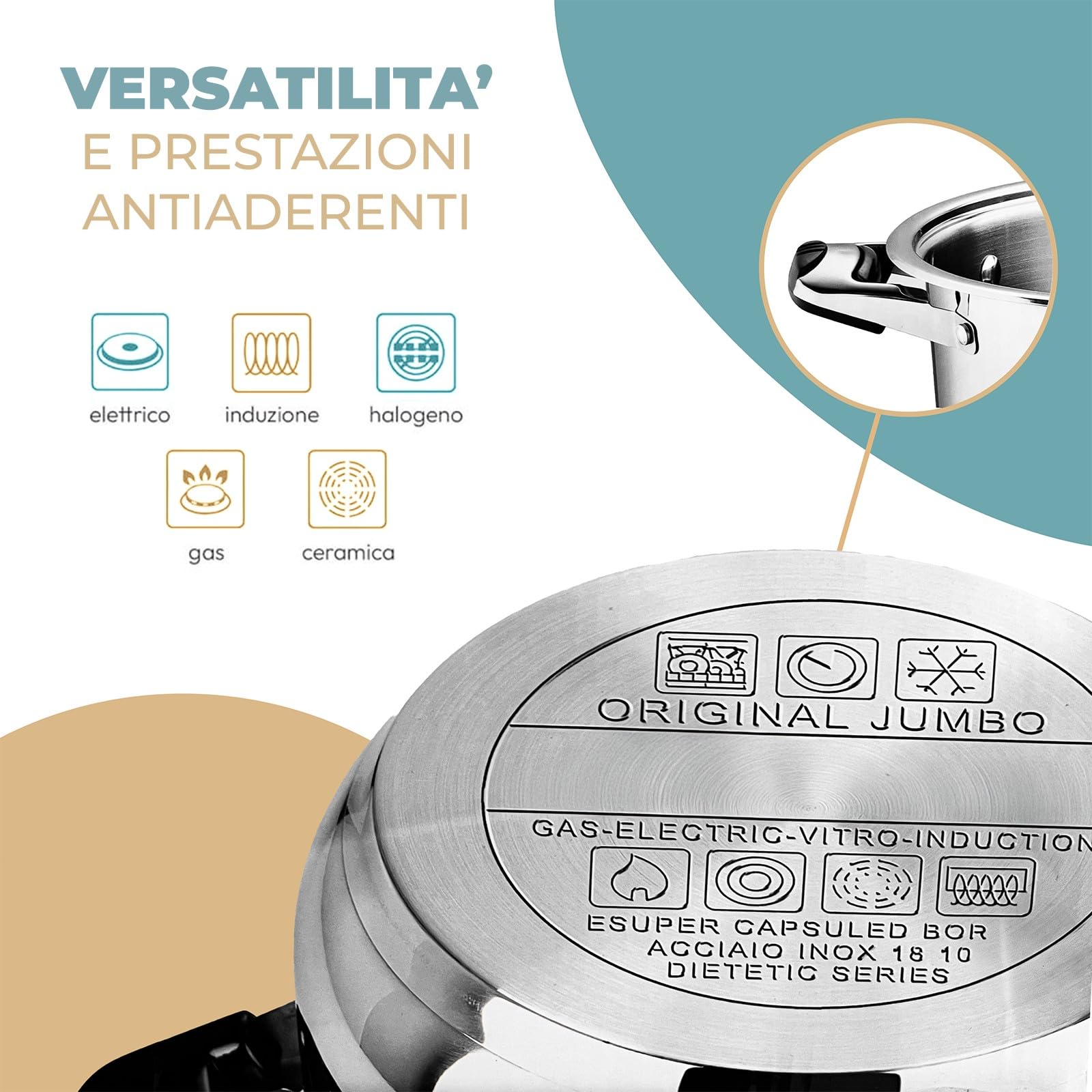 PARAMAISON Batteria Pentole Acciaio Inox, Set 18 Pezzi, Induzione Gas Vetroceramici | Senza Pfoa