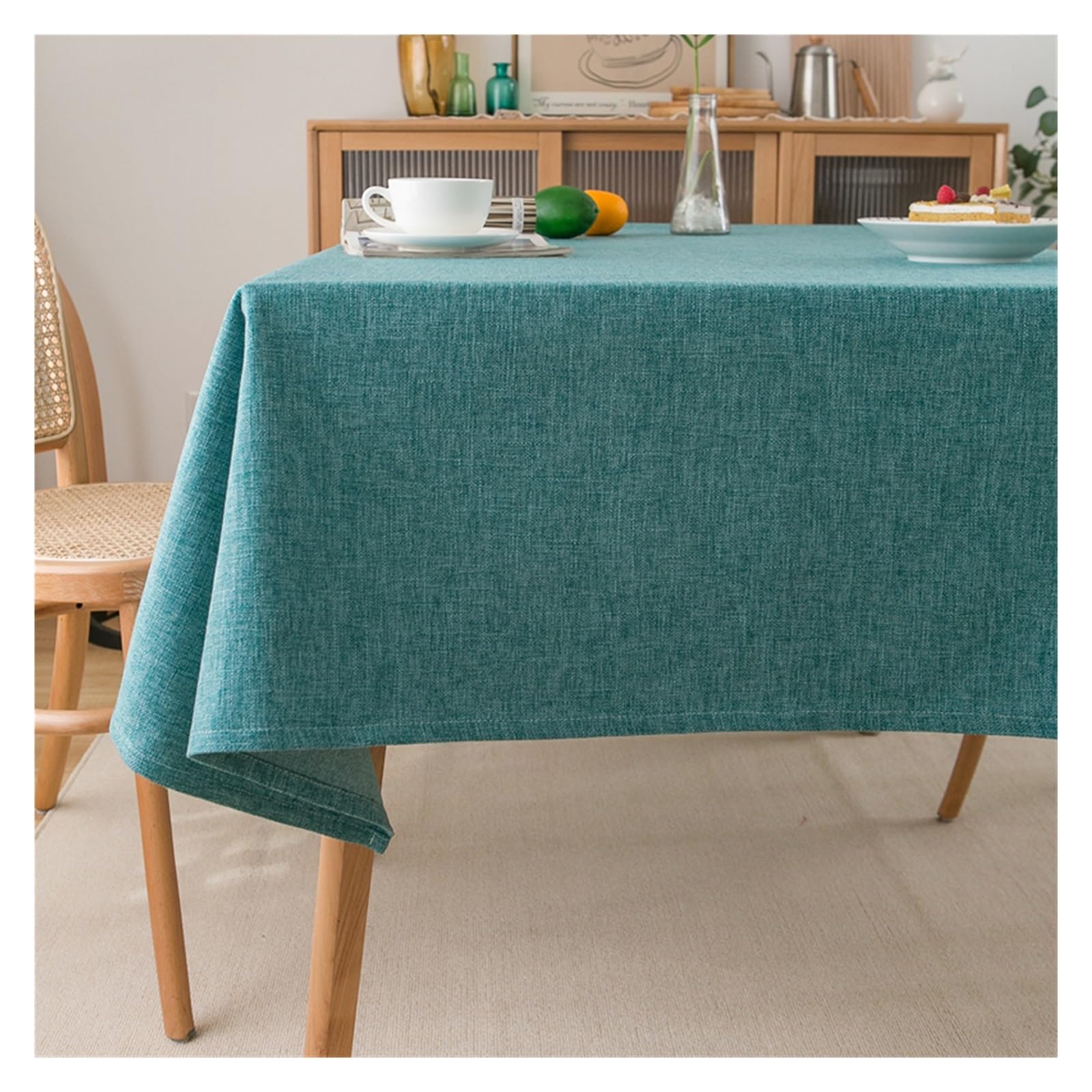 Nappe Rustique en Lin, Infroissable, Lavable en Machine IdéAle pour La Cuisine, La Salle à Manger, Les Tables De FêTe, Les RéCeptions(Green,140x200cm)