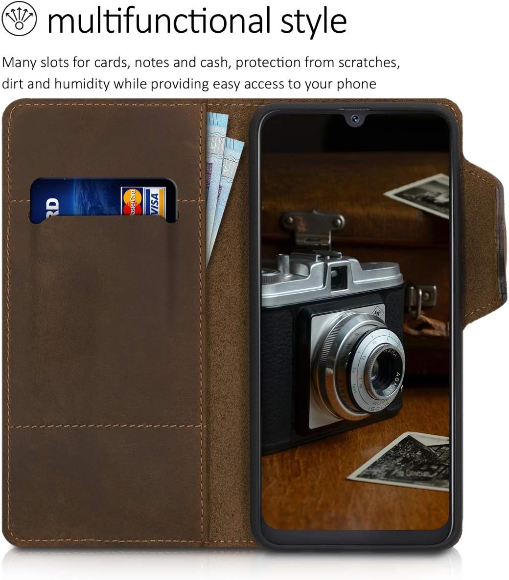 Blасk Frіdау - 70% оƒƒ kalibri Case Compatible with Samsung Galaxy A50 - Wallet Case Real Leather Book Style Cover with Card Slot - Navigational Compass Brown