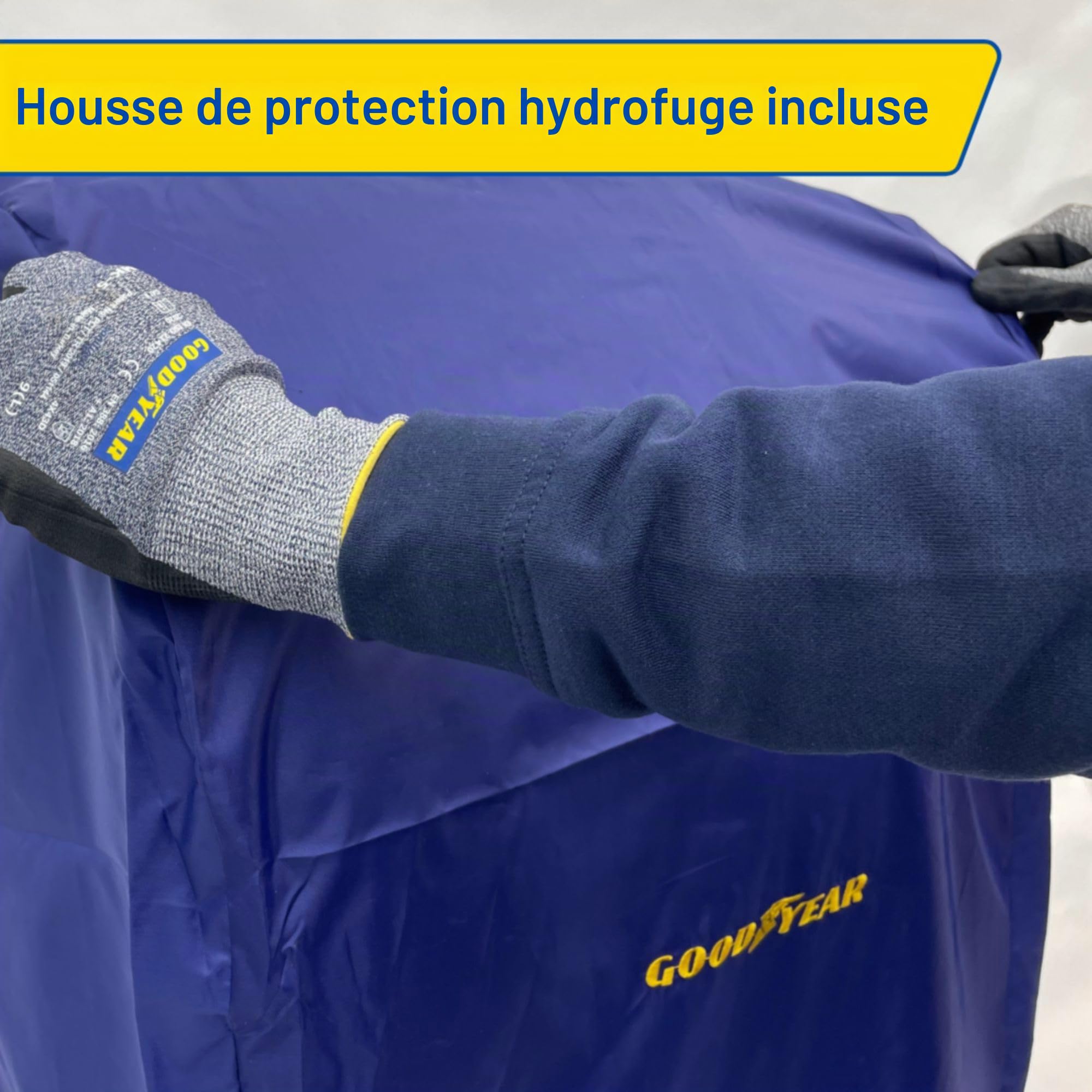 Goodyear Étagère pour 4 pneus, gain de place, hauteur réglable, 2 niveaux, capacité de charge jusqu'à 120 kg, bleu