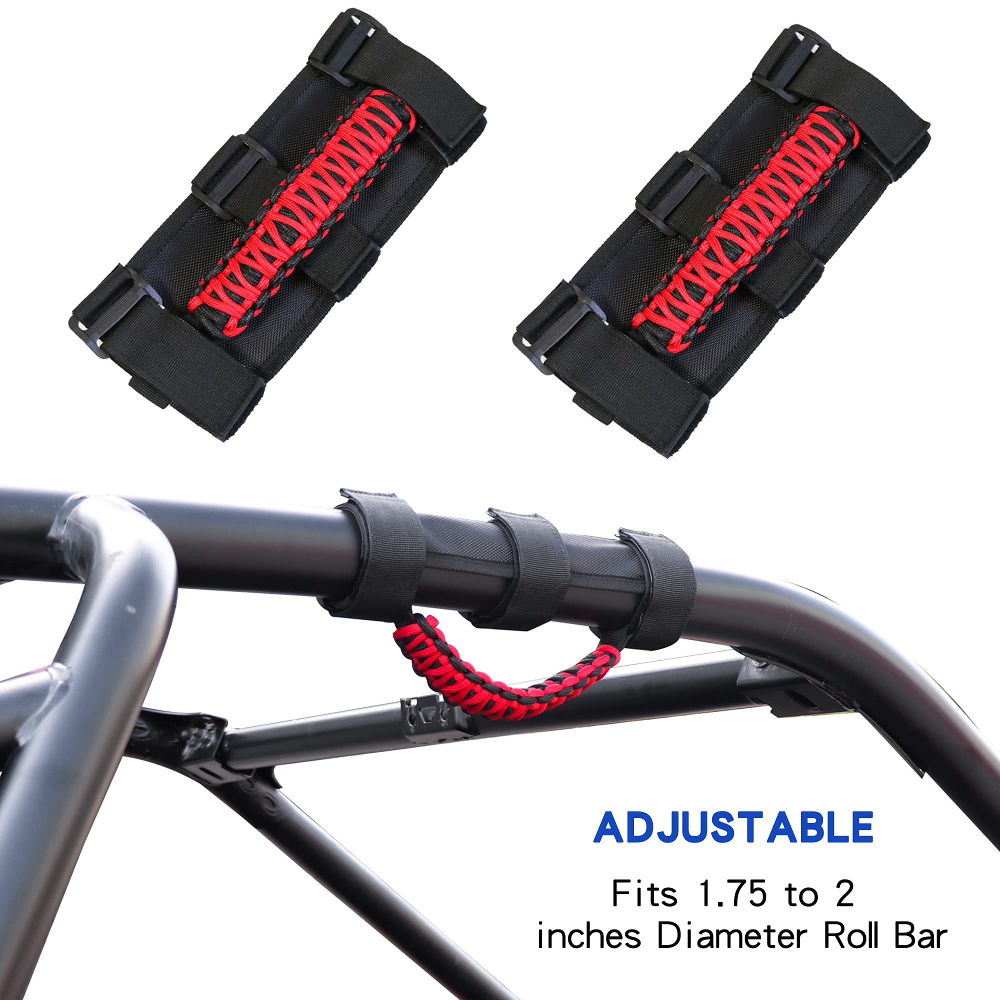 Unifizz Roll Bar Grab Handles Grips Triple Straps For UTV ATV Polaris Ranger RZR XP900 1000 Honda Pioneer Talon Kawasaki Wildcat Yamaha YXZ Can 1.75