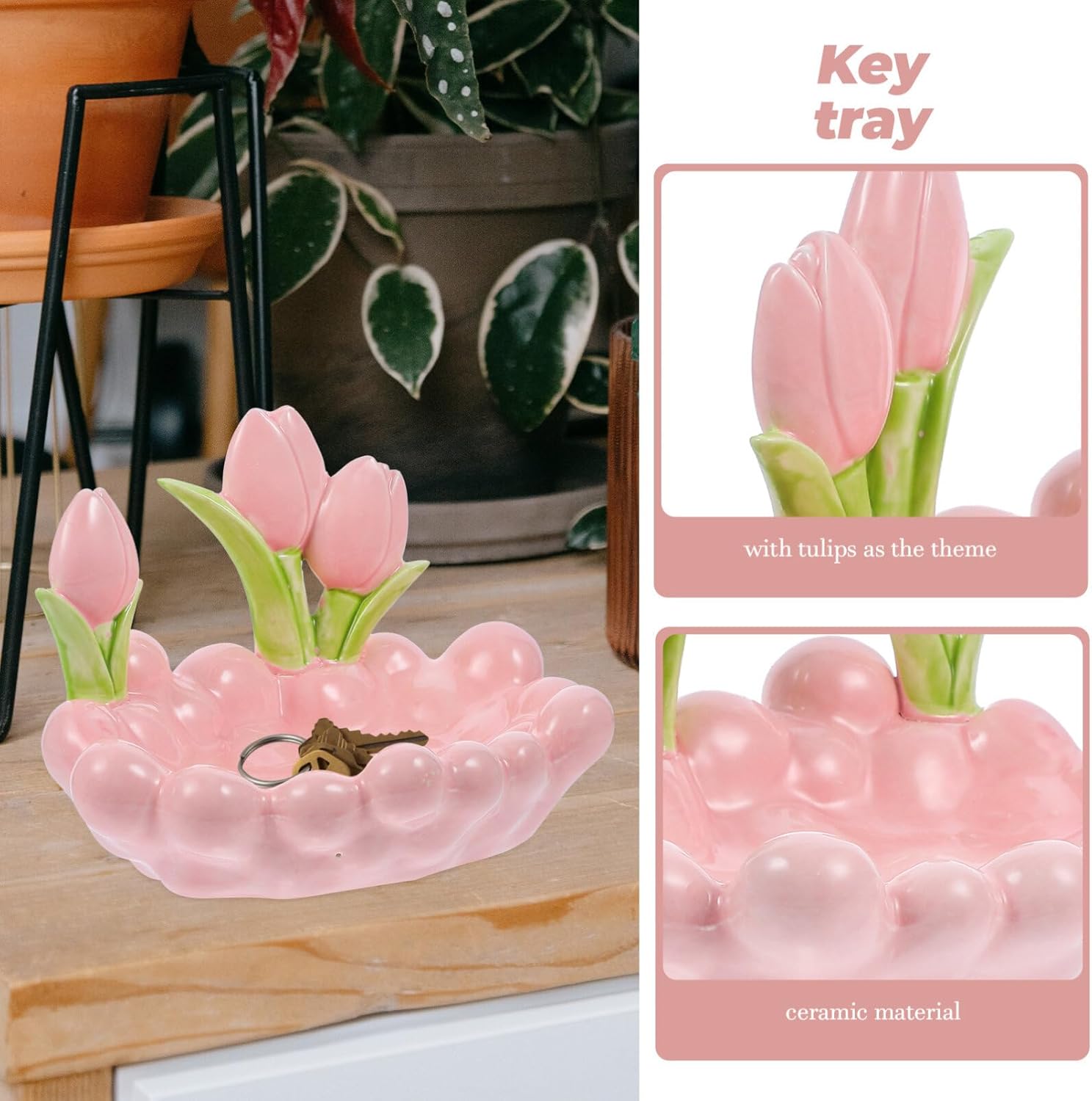 Alipis Elegant Ceramic Key and Jewelry Tray Multi-functional Storage Dish for Keys Cosmetics and Accessories Decorative Organizer for Home and