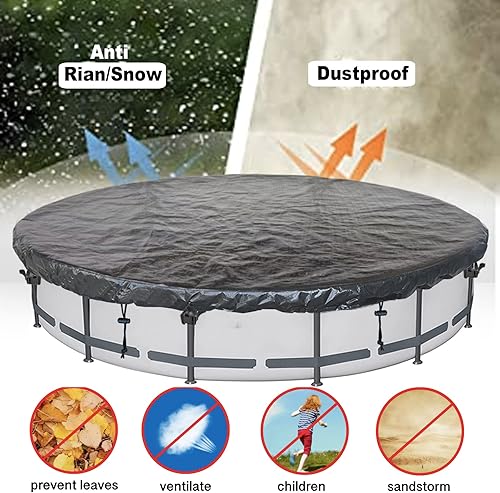 Miniatura 4 de SIHAIAN Cubierta de piscina redonda de invierno de 12 pies, cubierta solar para piscinas sobre el suelo, cubierta redonda para piscina, cubierta de