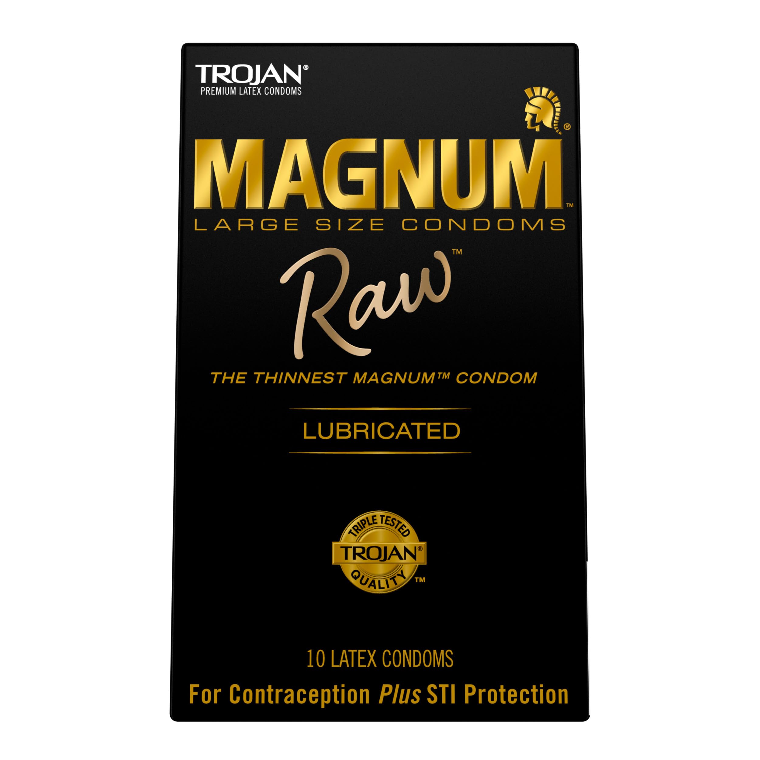 TROJAN Magnum Raw Large Size Thin Condoms. Magnum Condoms, 10 Count