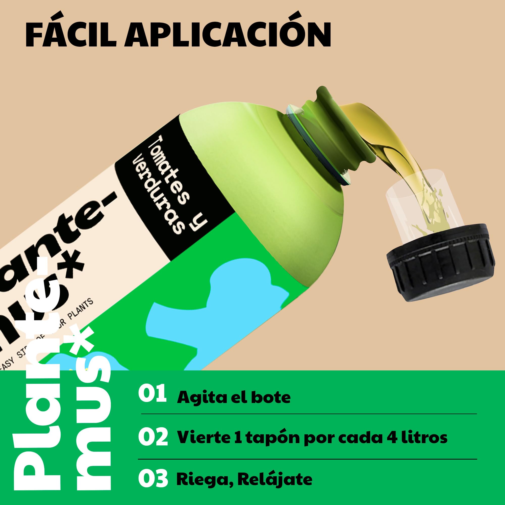 PLANTEMUS Abono Huerto para Tomates, Pimientos, Fresas, Hortalizas, Verduras. Fertilizante Granulado Azul para Cosechas Abundantes (Huerto BiOrganic 1L)