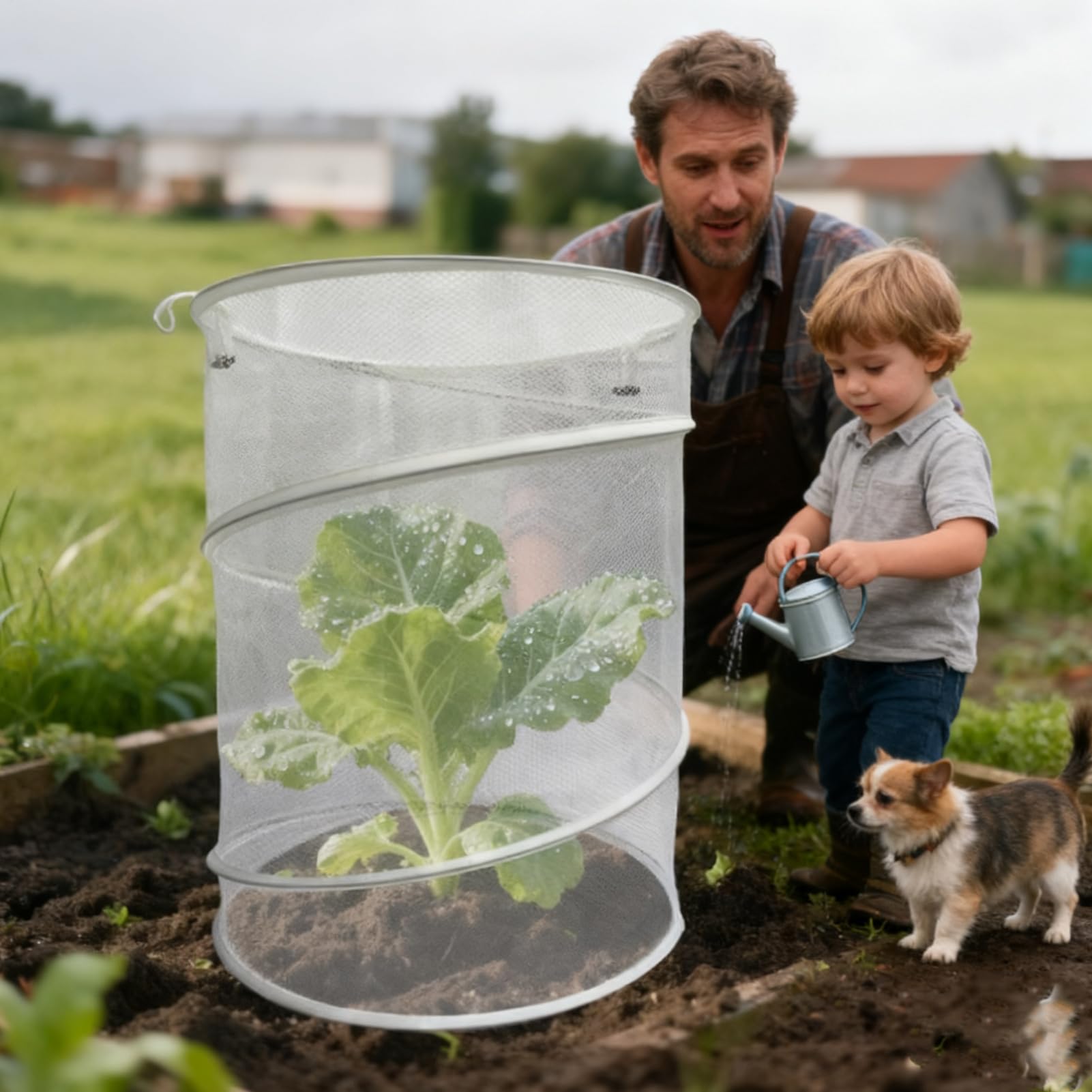 Generisch Protection des Contre Les Chats pour l'intérieur - Filet Rond Pliable réutilisable avec Barres - Protection des Contre Les Animaux - pour l'intérieur, Le Gel Hivernal, la