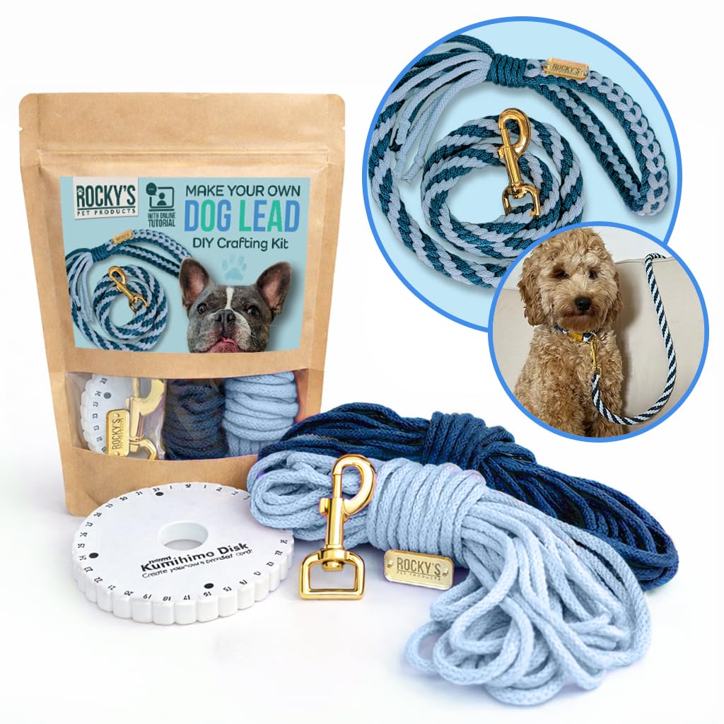 Make Your Own Blue Dog Lead DIY Crafting Kit for Beginners & Adults, Kumihimo Braiding with Complete Kit & Video Tutorial