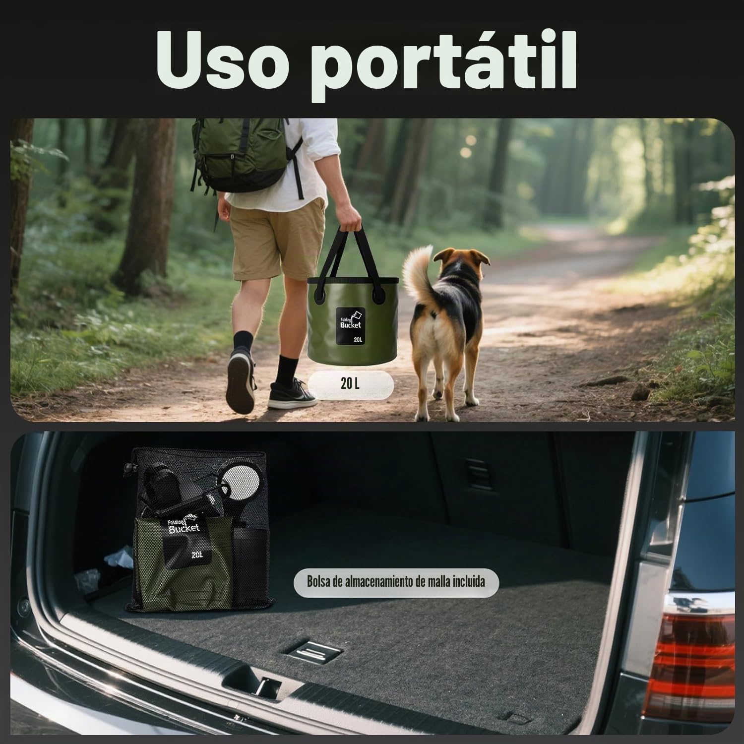 Goody King Ducha Portatil Camping con Bomba Batería 6000mAh – Kit Ducha Agua con Cubo Plegable 20L, Cabezal 3 Modos, Manguera 2m, IPX7, Carga USB-C – Ducha Camper Furgoneta Exterior Perro Jardín