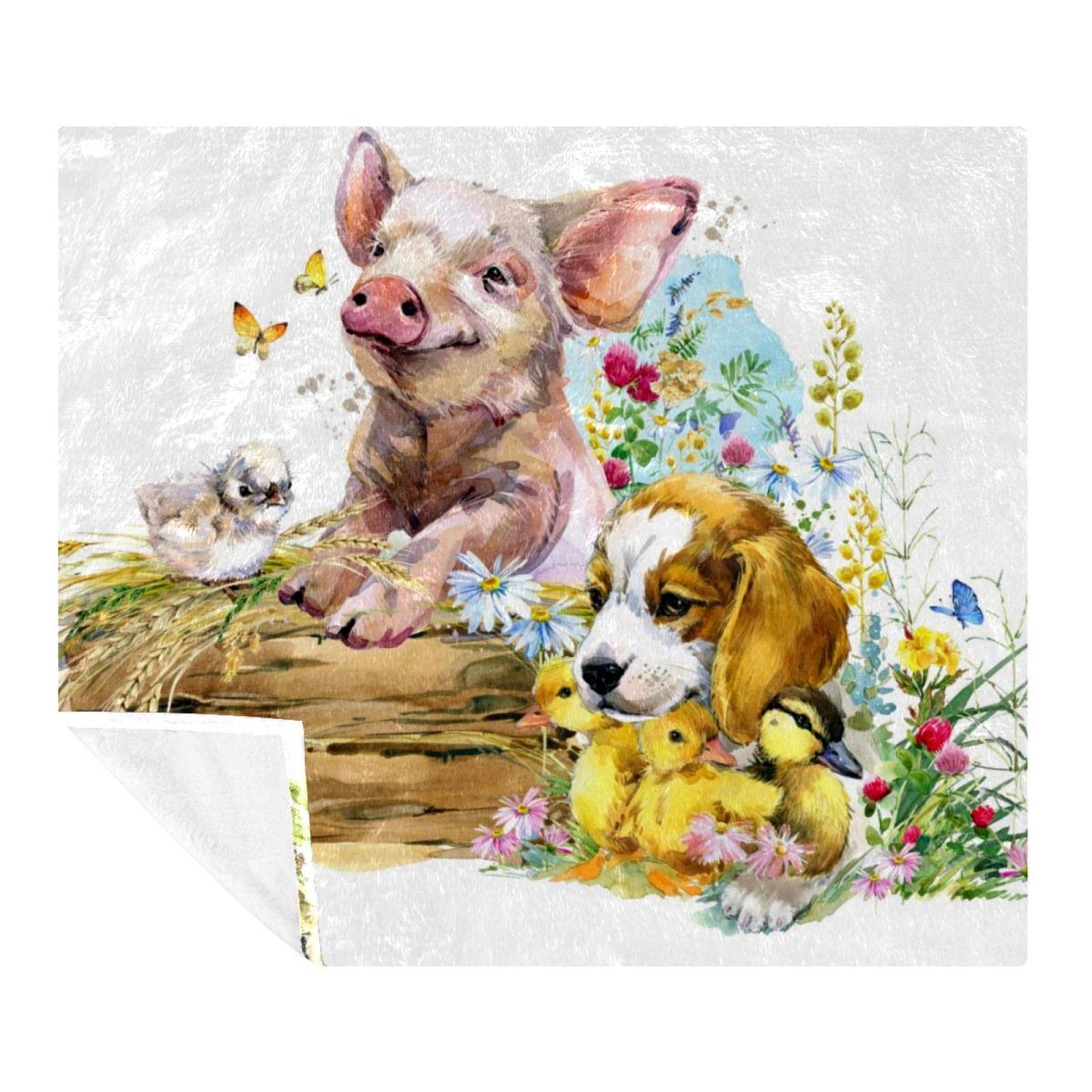 Couverture douce et confortable motif animaux de la ferme cadeau idéal famille