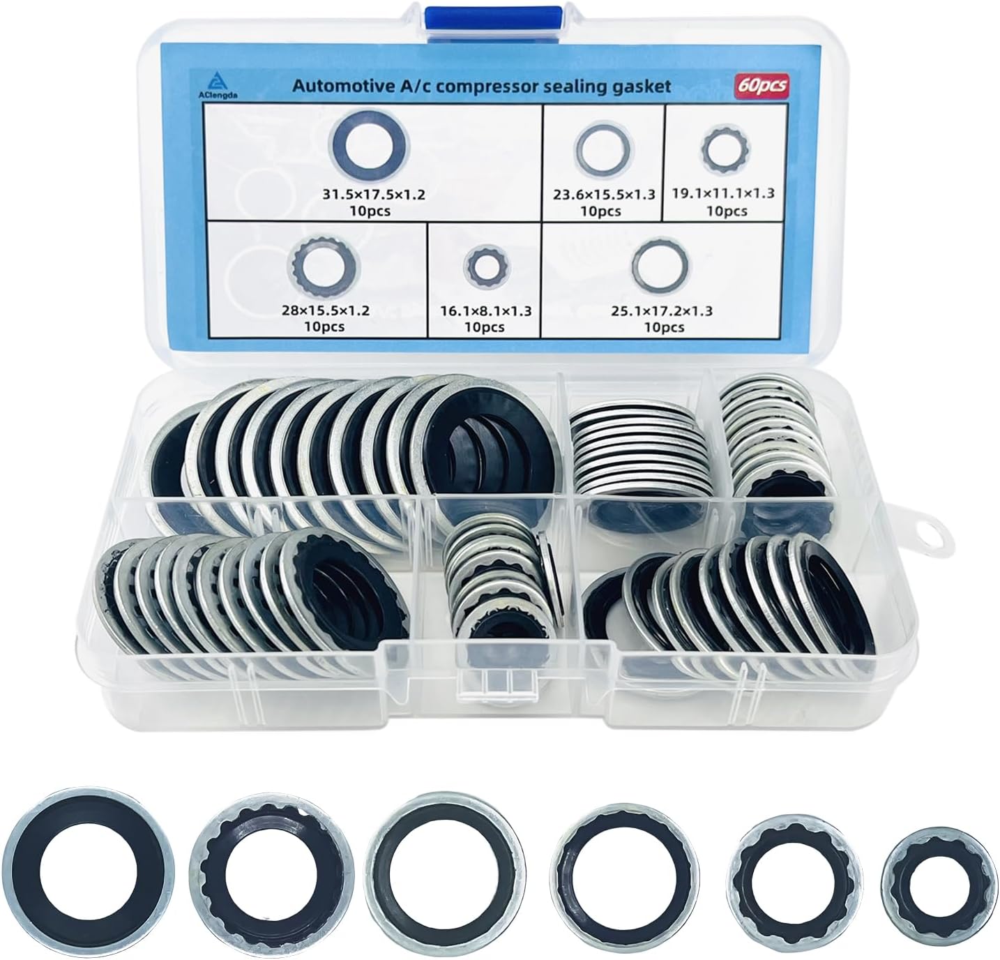 120pcs automotive A/C system compressor gasket seal, Air Conditioner Compressor Port Seal Gasket Kit Bonded Gasket Seal Assortment Set (120 pcs)