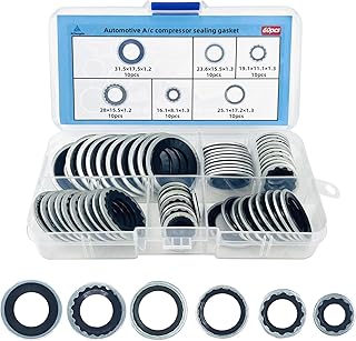 60pcs automotive A/C system compressor gasket seal, Air Conditioner Compressor Port Seal Gasket Kit Bonded Gasket Seal Assortment Set (60 pcs)