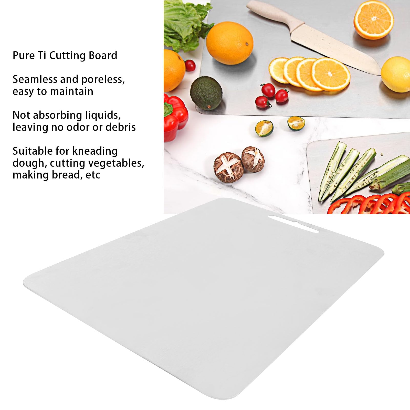 Demeras Ti Tabla de Cortar de Metal, Tabla de Cortar de Cocina Inodora para Verduras, Frutas, Masa de Pan, Fácil de Mantener para Cocineros Caseros (46 * 30cm)