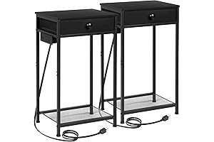 AMHANCIBLE 2-Piece Tall Night Stand Set with Charging Station