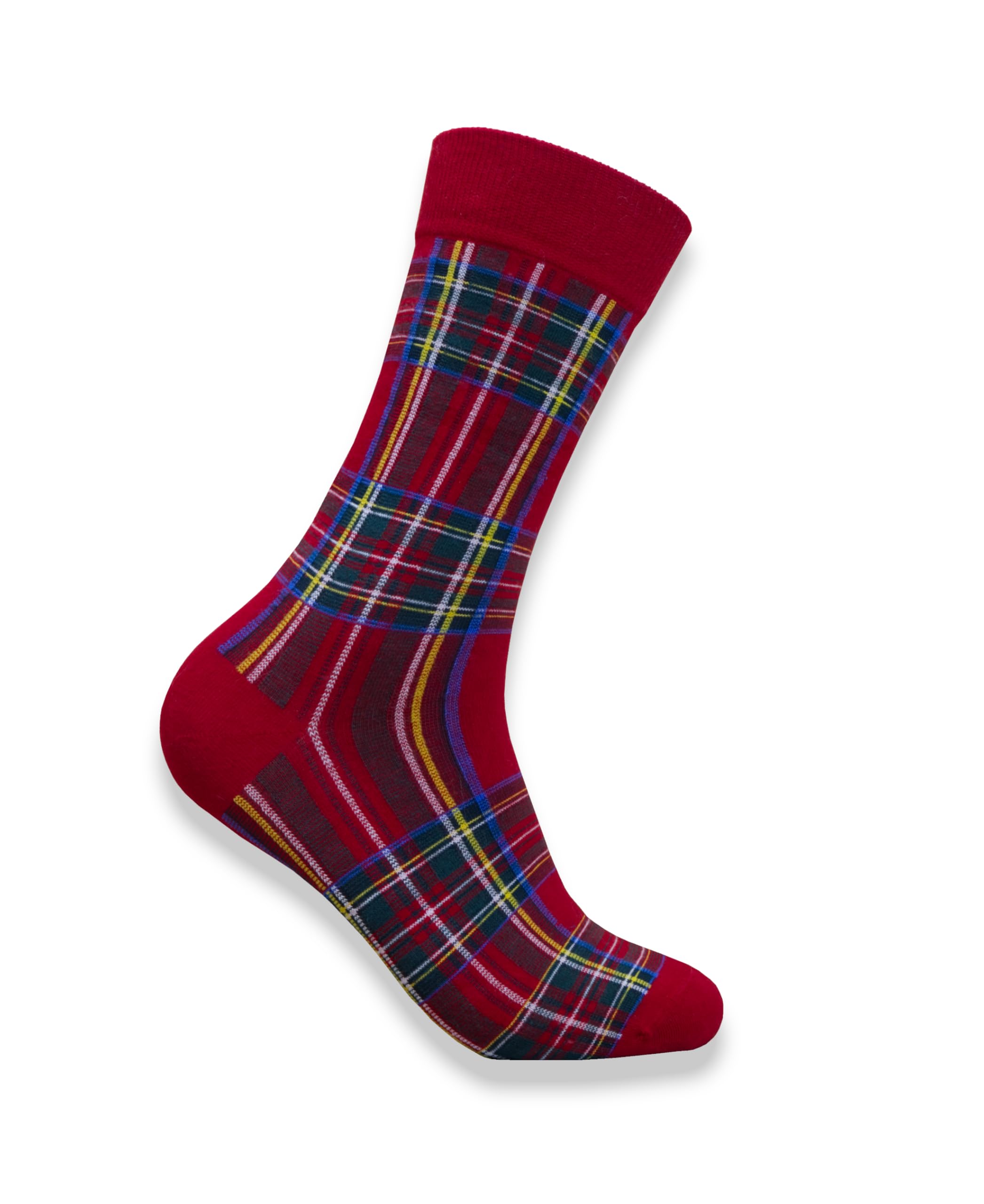 Tartan Studio Classic Royal Stewart Tartan Socks Iconic Red Plaid | Combed Cotton Crew Socks | 10-12