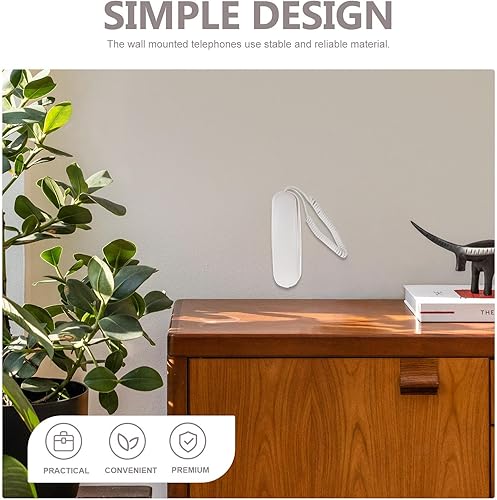 Miniatura 4 de Teléfono de montaje en pared, estilo vintage, teléfono fijo con cable con botones para un fácil uso, material y superficie lisa, adecuado para el
