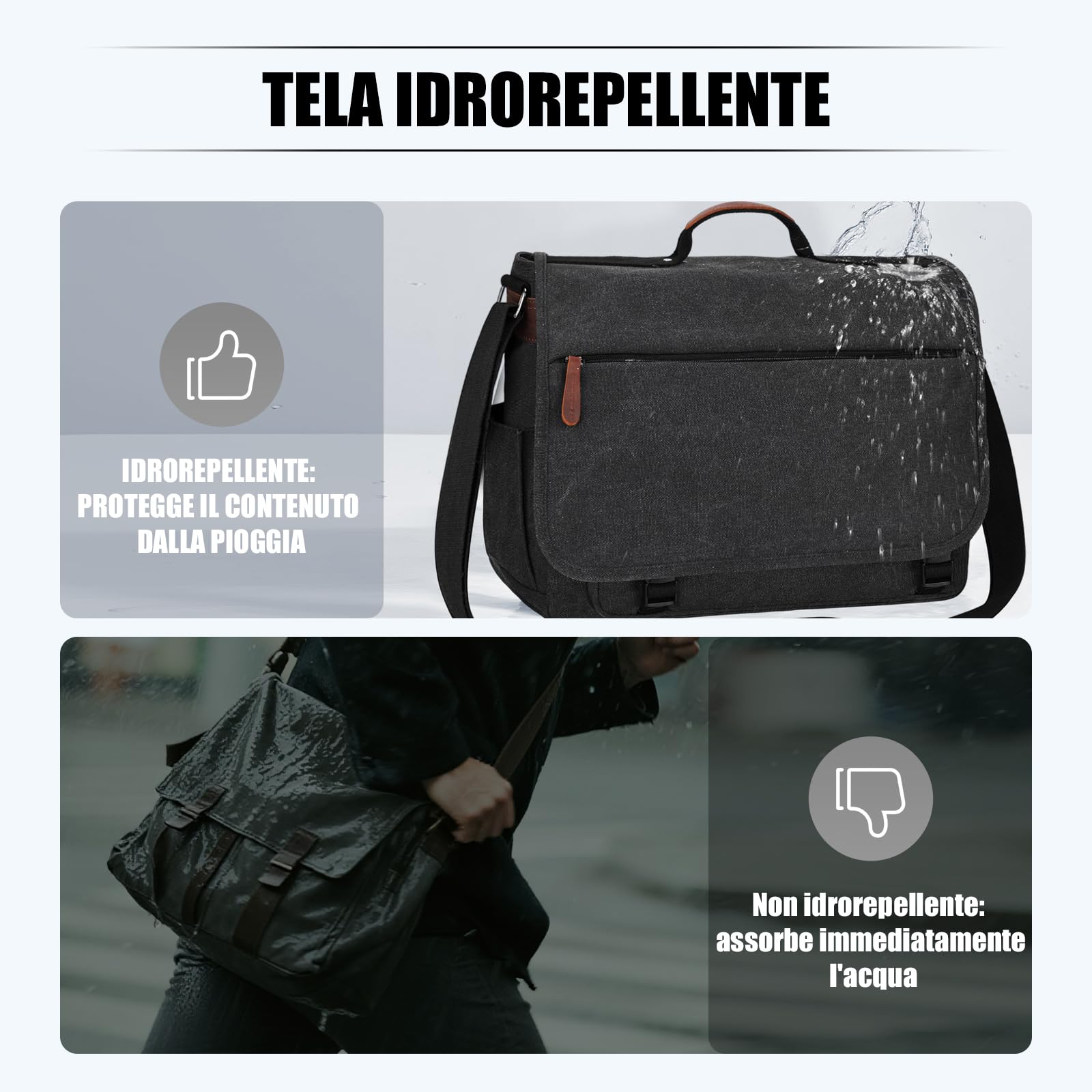 Eshow Borsa a Tracolla da Uomo, Borsa a spalla in Tela Messenger per Lavoro Università Scuola Viaggio e Uso Quotidiano