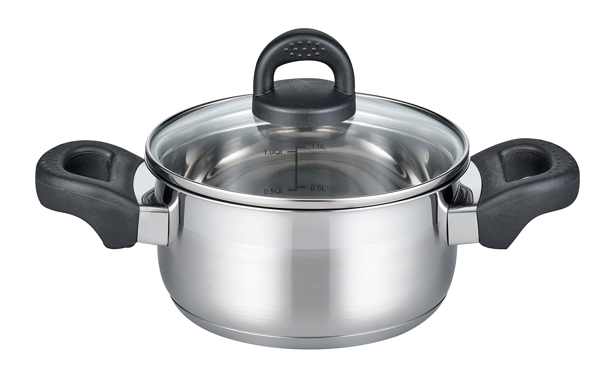 ELO 12117 m.GD - Cacerola para asar (16 cm, acero inoxidable satinado, mango de plástico antideslizante, escala de litros y sistema de dosificación de aceite)
