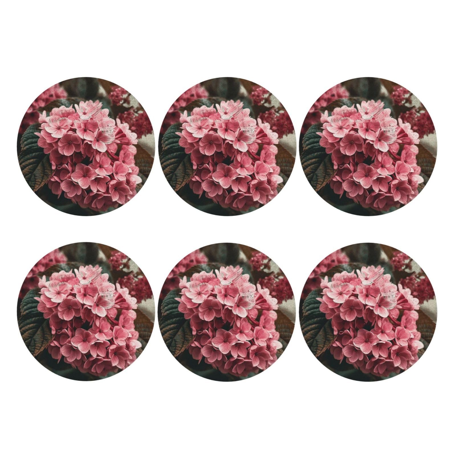 6pcs Leather Coasters for Drinks, Flowers Drink Coasters for Tabletop Protection, 4" Cup Coasters for Coffee Table Decor, Non-Slip Drinking Cup Mat for Hot Or Cold Drink