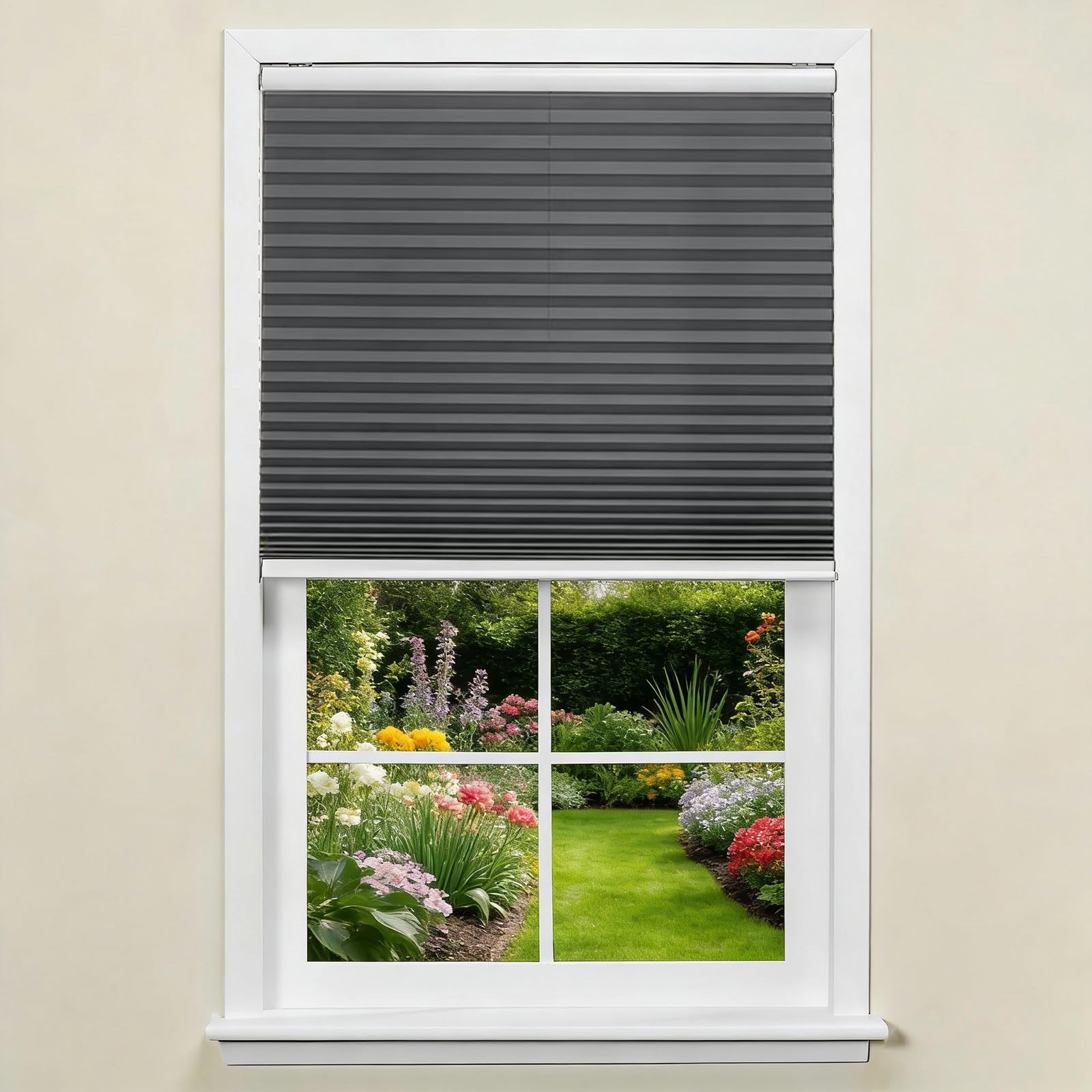 Store plissé opaque sans perçage protection solaire et vie privée