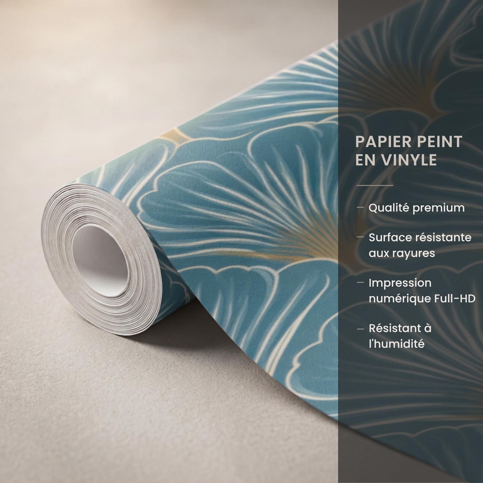 Papel Pintado Vinilico 300x300 cm Primera Calidad Papeles Pintados De Pared Pour Salon Dormitorio Decorativo Wallpaper Cocina Simétrico - Patrón - Azul