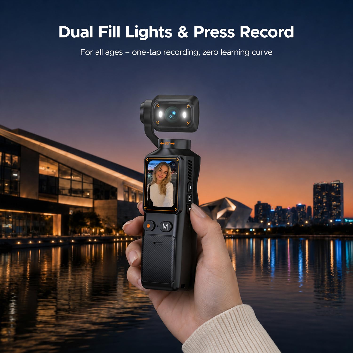 Vlog Camera 2K con Scheda da 32GB, Videocamera Portatile Wi-Fi POV Bodycam con Lente Ruotabile a 180°, 1,69" Fotocamera con Batteria da 7 ore per Fotografia Vlogging