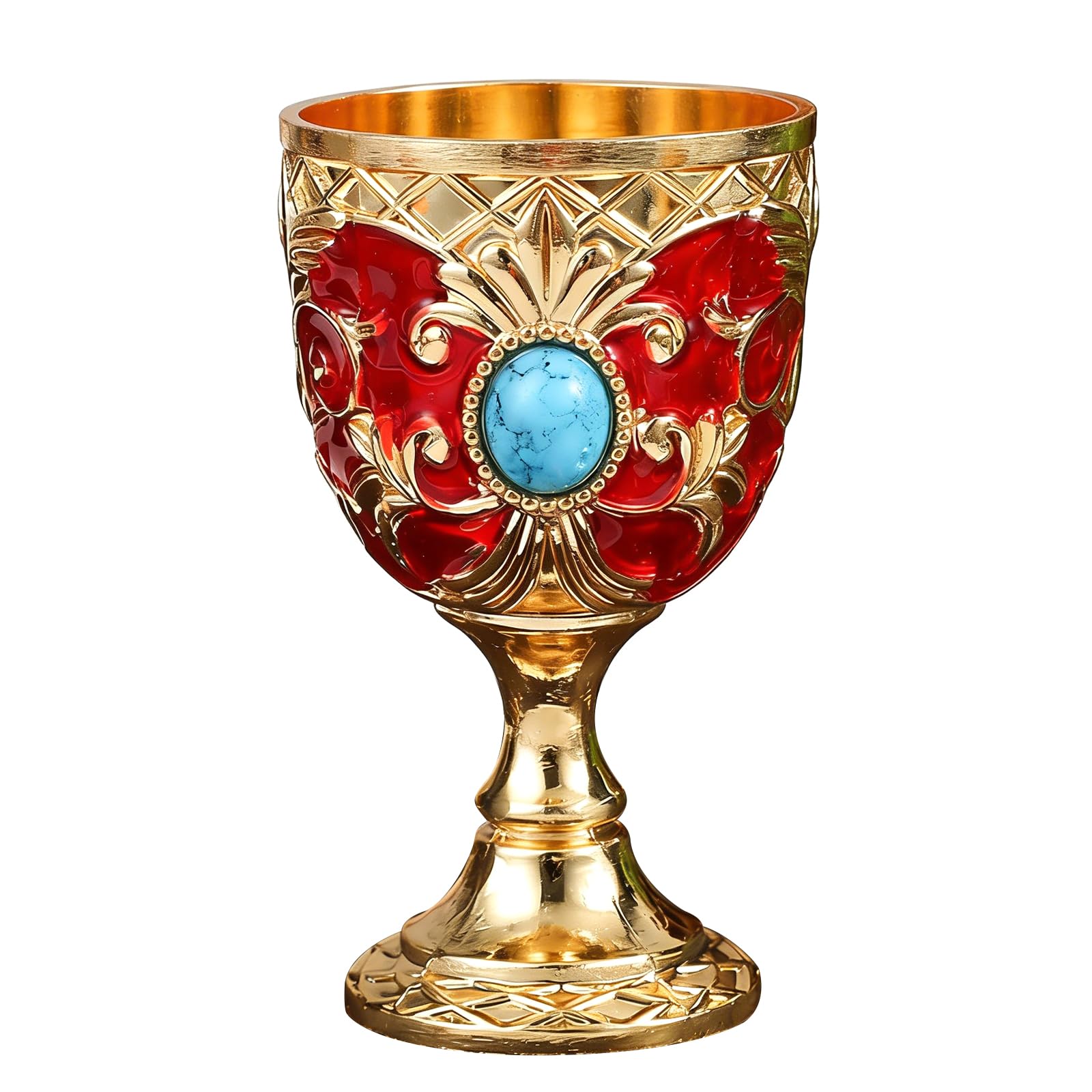 HZBB Antique Finish Metal Small Chalice Butterfly Engraved Cup for Cocktails and Home Use Party Drinkware