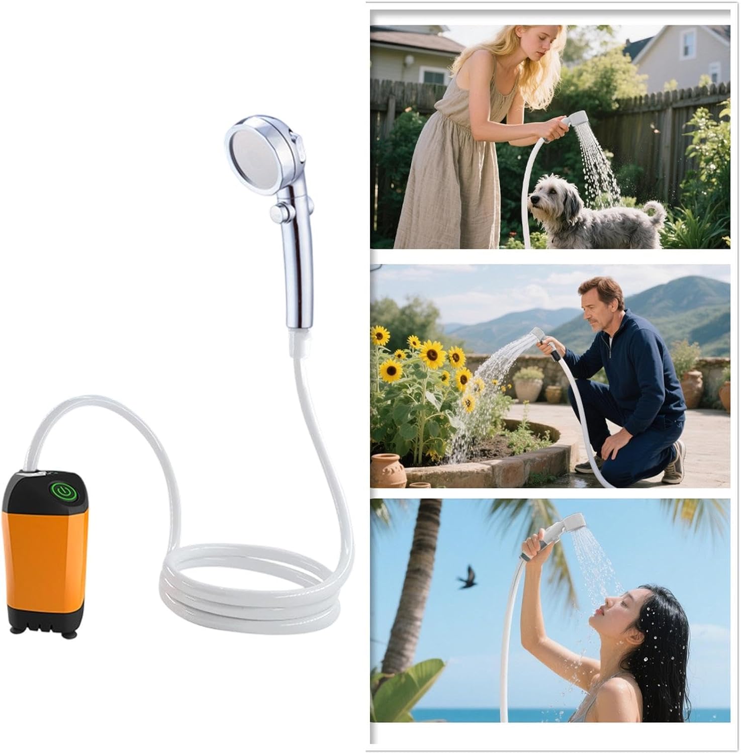 Portable Camping Shower - Rechargeable Waterproof Easy Sprayer, Handheld Outdoor Showering System with USB Charging, Mobile Cleaning Gadget, Travel Wash Station for Beach Tent Camping