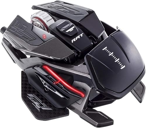 Mad Catz Rat X3 Souris Gamer Filaire USB - Souris Ergonomique 10 Boutons Programmables - Capteur Optique Pixart3389 16000 DPI - Souris Gaming PC Noire RGB Switch Omron 50 Millions Frequence 3000Hz - 1