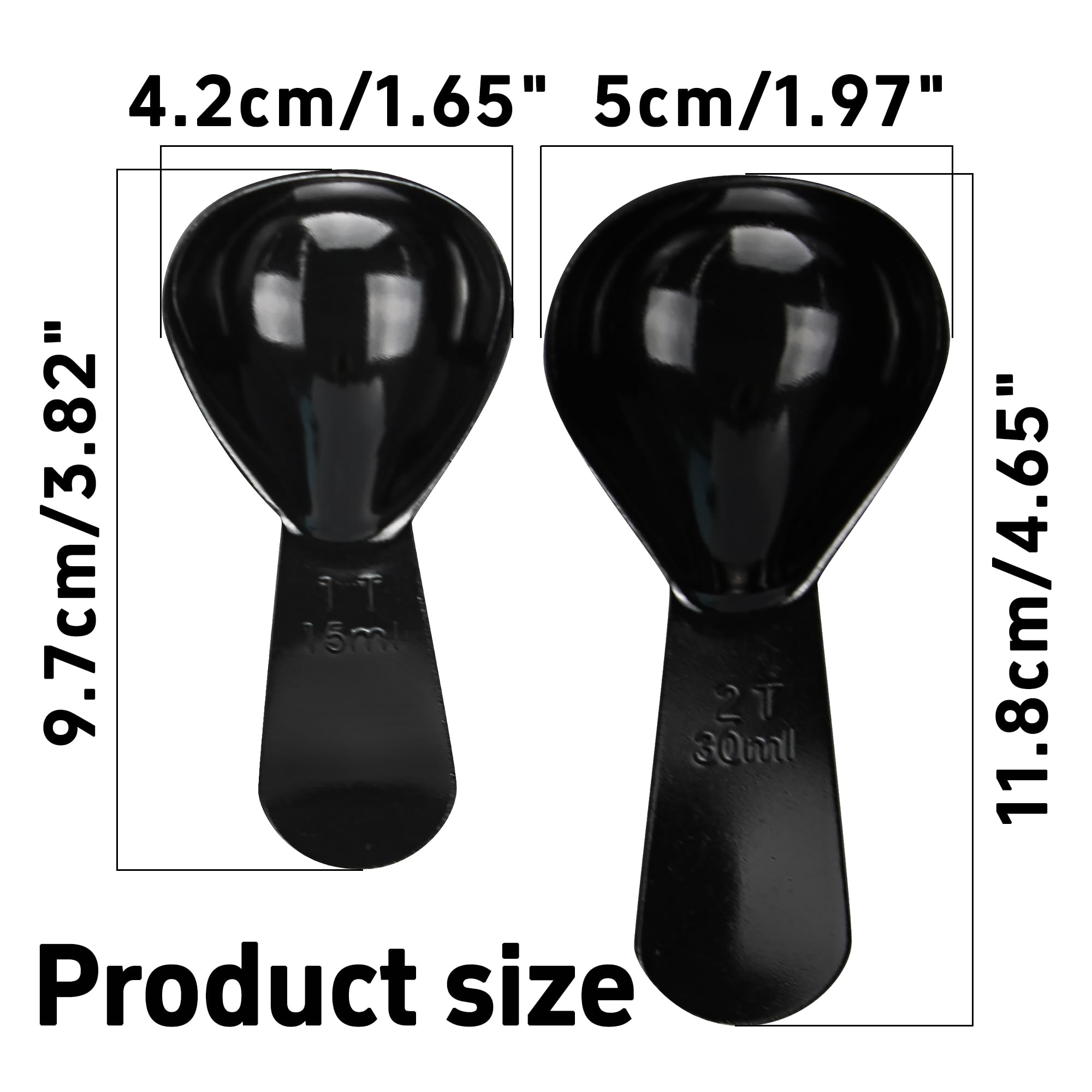 Juego de 2 cucharas de café, cucharas medidoras con escala de 15 ml (1 cucharada) y 30 ml (2 cucharadas), cucharas de café de acero inoxidable para té, grano de café, leche en polvo, color