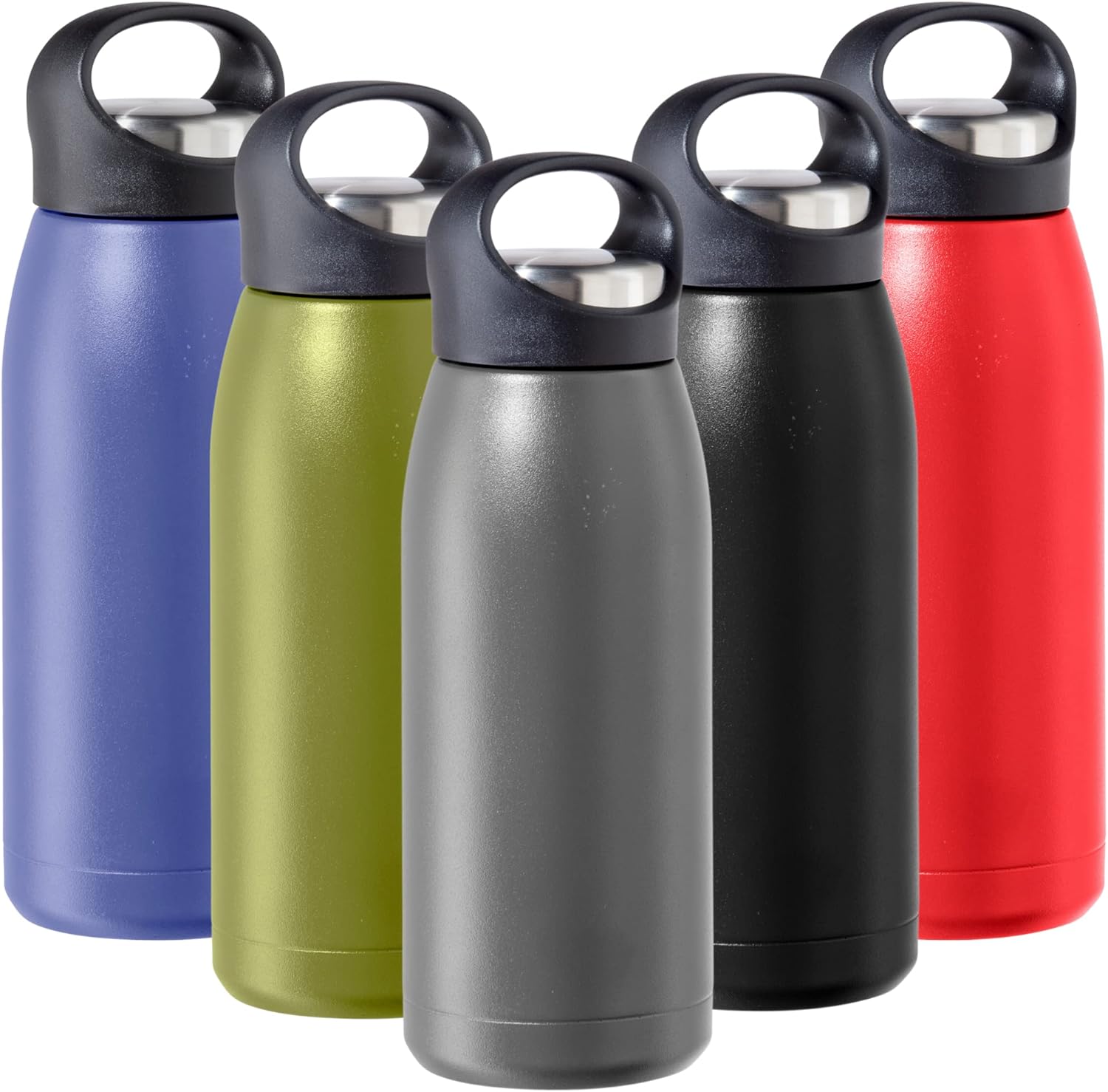 Oggi Freestyle Stainless Steel Insulated Water Bottle- Double Wall Vacuum Insulated, Travel Thermos, 17oz(500ml), Charcoal
