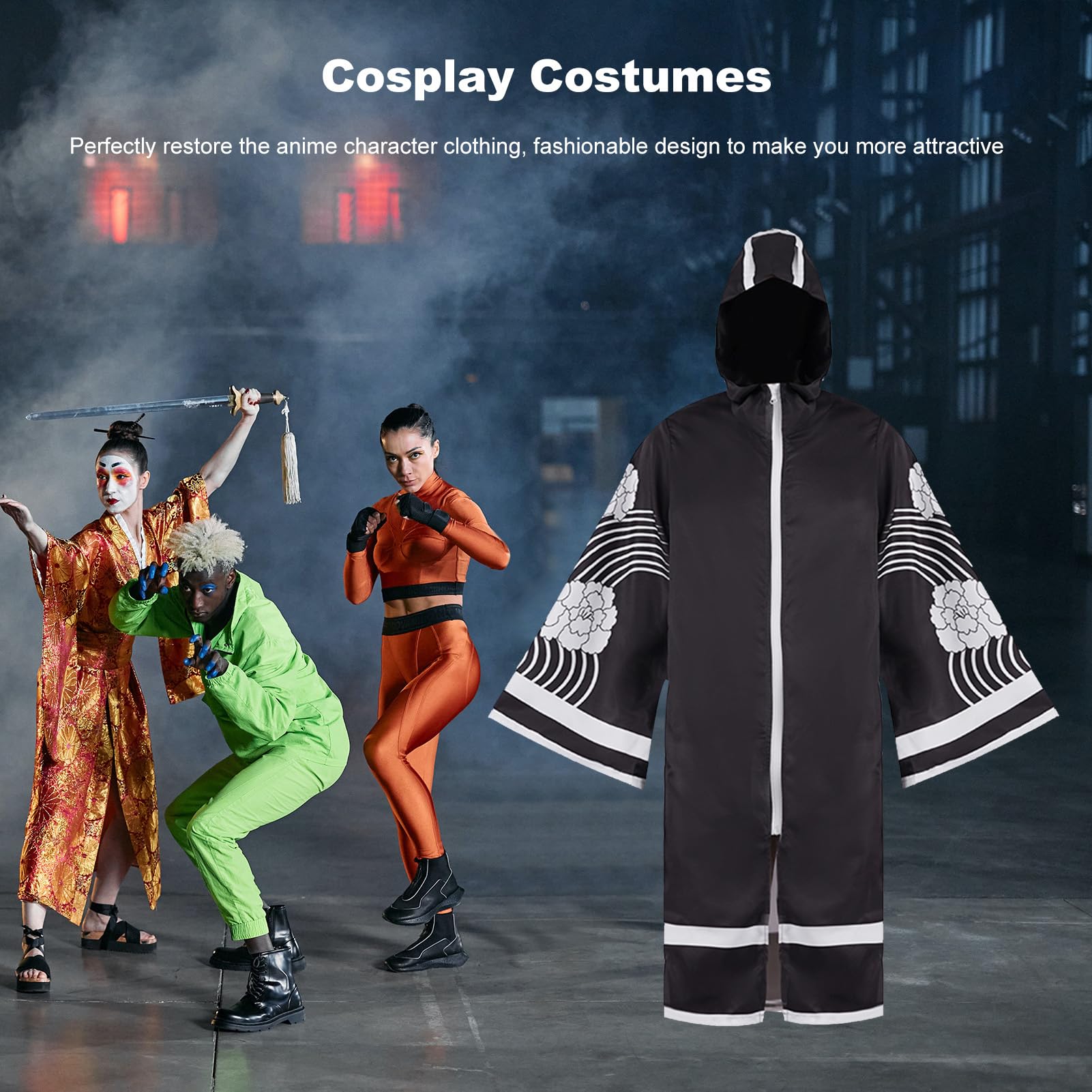 Anime Cosplay P?aszcz - P?aszcz z kapturem i zamkiem b?yskawicznym w