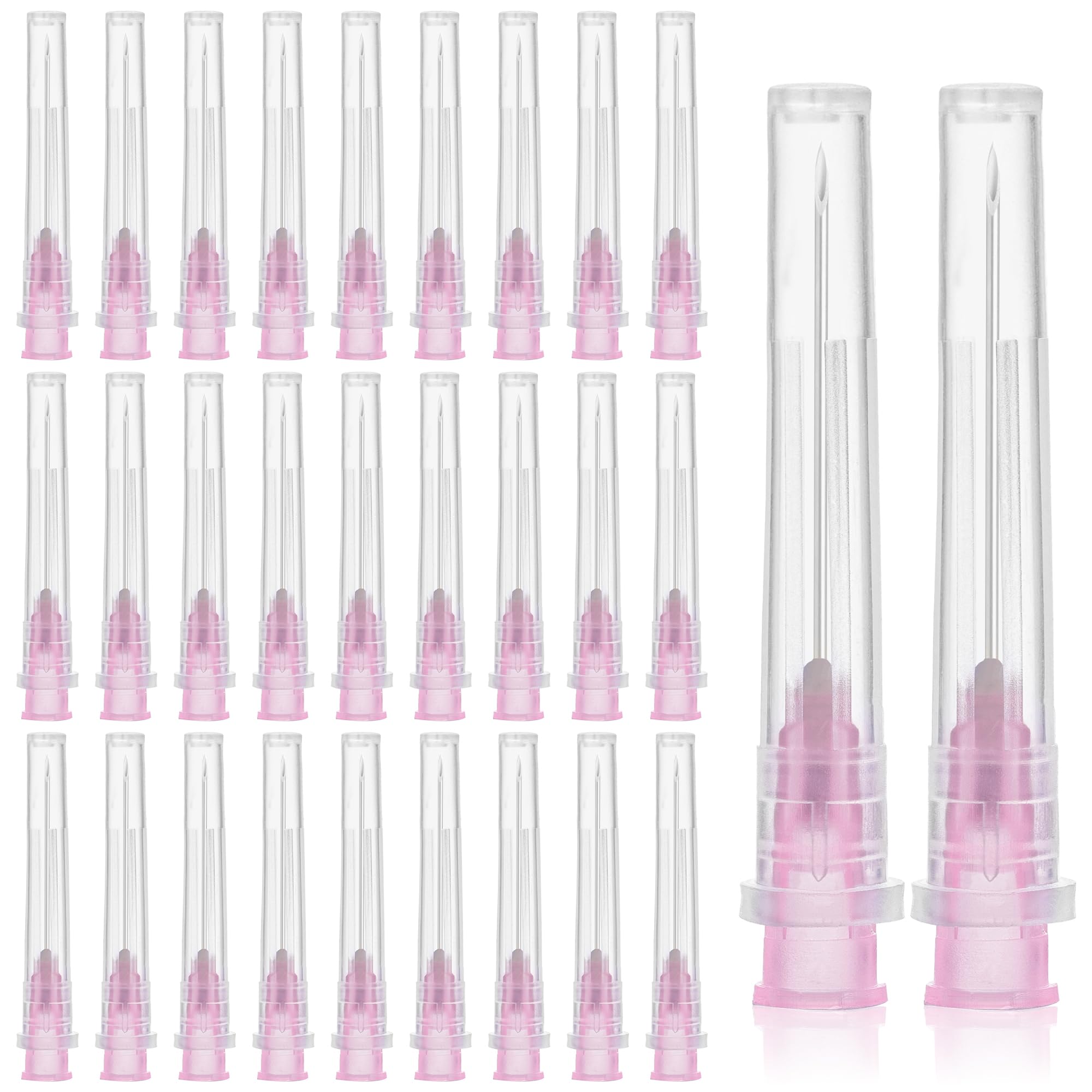 18 Gauge 1 inch Needle with Caps, Disposable Luer Lock for Liquids, Glue, Resin, Industrial and Lab Use, Individually Wrapped, Pack of 100