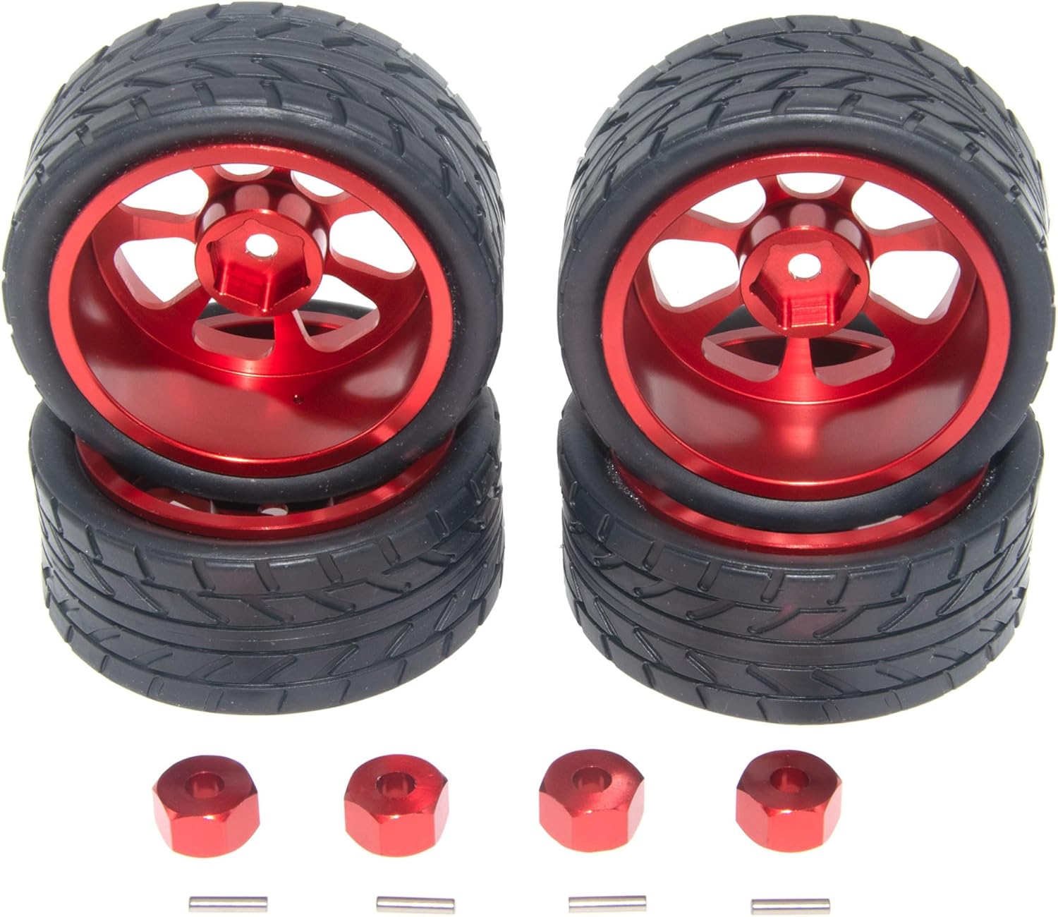 Wheel Rim Tire Compatible with 1/14 MJX Hyper Go Upgrade 14301 14302 14303 Rc Car Aluminum Alloy 12mm Hex Adapter Part(Blue)