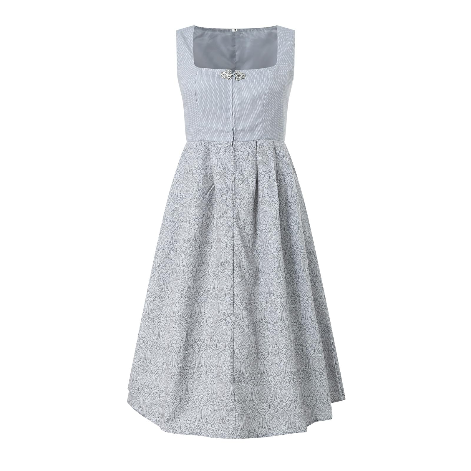 Generisch Damen Dirndlkleid Midi Trachtenkleid 2 3 Teilig Komplettset mit Spitze Dirndlbluse Dirndlschürze klassisch elegant Baumwolle bequem für Oktoberfest Karneval Volksfeste Größe 34 bis 54