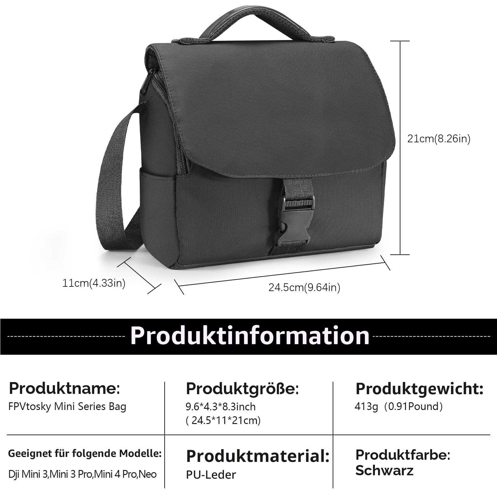 FPVtosky Schultertasche für DJI Lito X1/Mini 4K/NEO 2/Lito 1/Mini 3/4/5 Pro/Flip/NEO Serie, Reisetasche und Case für Kleine Drohnen, Premium Drohnen-Zubehör