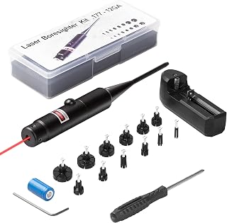 Laser Bore Sight Kit for .17 .22 to 12GA Caliber Rifle, Laser Boresighter Kit with 12 Multiple Caliber Adapters, Laser Bore Sighter for Competition Shooting Hunting (Red with Charger) - Furtxy