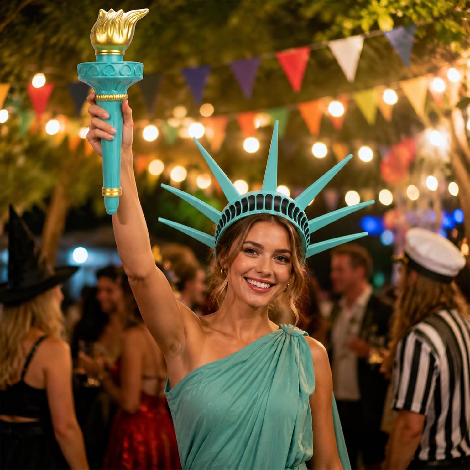 Statue of Liberty Crown and Torch for Halloween Cosplay Parti Blue