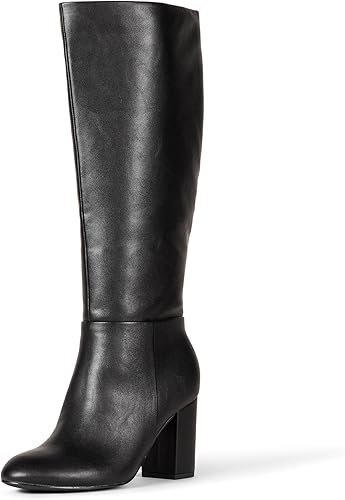 Amazon Essentials Botte à talons hauts Femme, Noir Faux C…