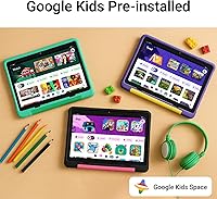 Vista 5 de Tableta para niños, 10.1 pulgadas HD Android 15, 64 GB de almacenamiento, 8 GB de RAM, modo de protección ocular, batería de 10 horas, funda a