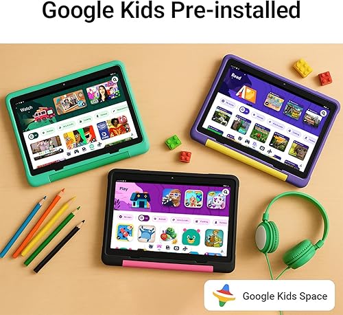 Miniatura 5 de Tableta para niños, 10.1 pulgadas HD Android 15, 64 GB de almacenamiento, 8 GB de RAM, modo de protección ocular, batería de 10 horas, funda a