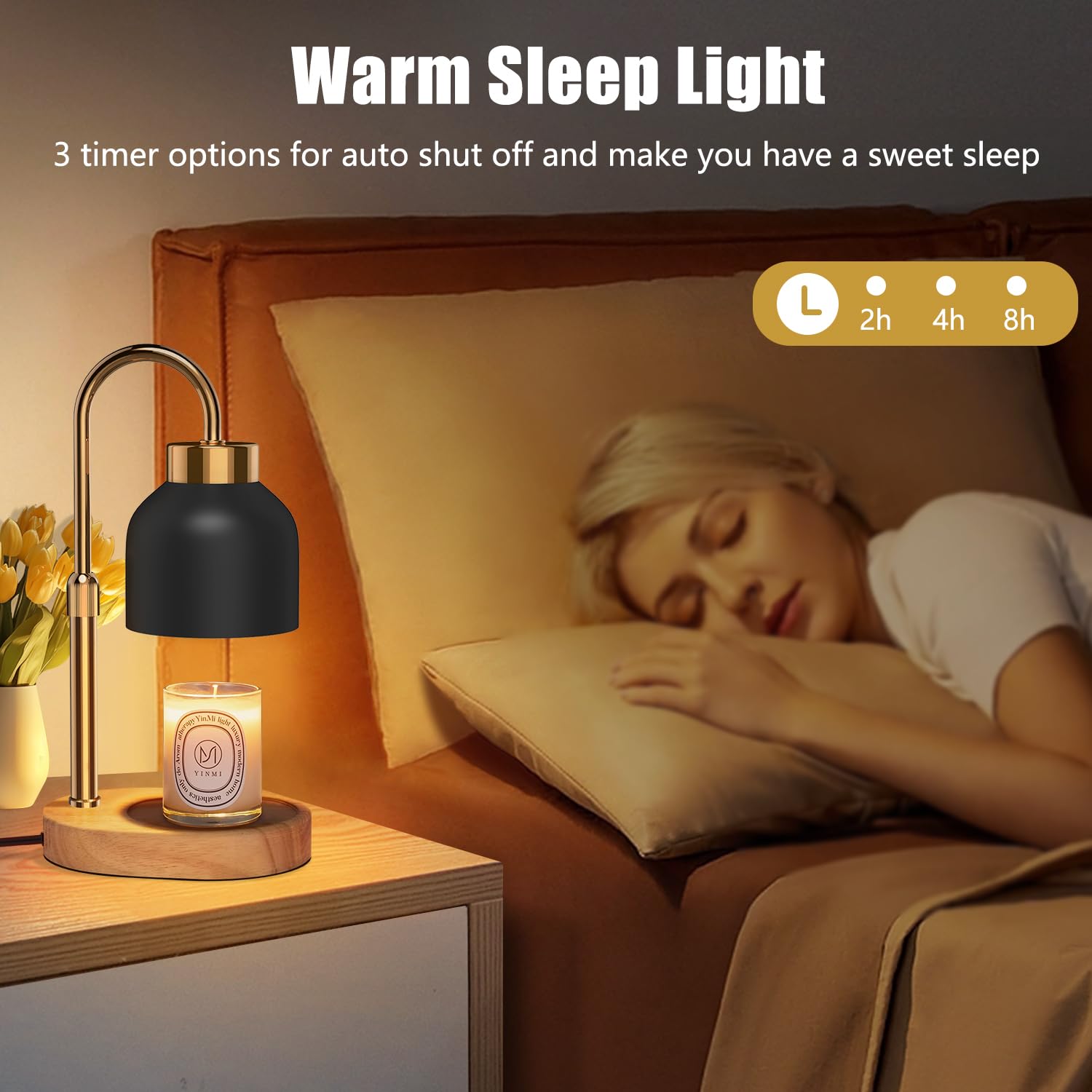 Loowoko Lampada Scalda Candela Lampada Aroma Diffusore Elettrica con Timer e Dimmer Scaldacandela Vintage con 2 Lampadine
