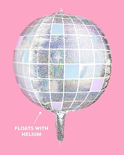 Miniatura 3 de xo, Fetti Globos de aluminio de bola de discoteca iridiscentes, 4 unidades, 22 pulgadas  Últimas decoraciones de despedida de soltera, suministros