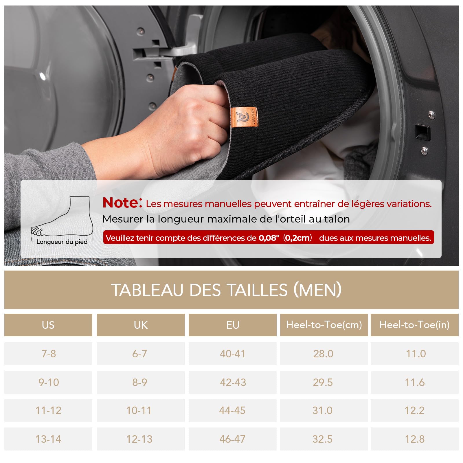 VeraCosy Chaussons respirantes douces pour hommes à mémoire foam intérieur outdoor l'été et l'automne pantoufles